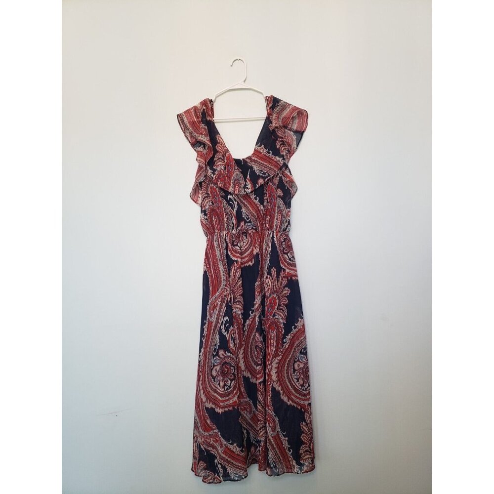 Tiana B Women's 16 Boho Midi Dress Sleeveless Round Neck Multicolor  Paisley